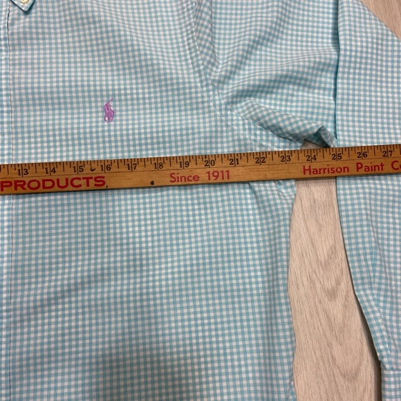 Ralph Lauren Blue & White Collared Checkered Button Down Mens Large - Picture 8 of 12